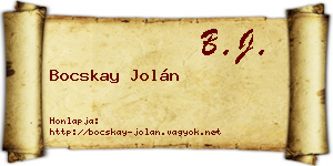 Bocskay Jolán névjegykártya